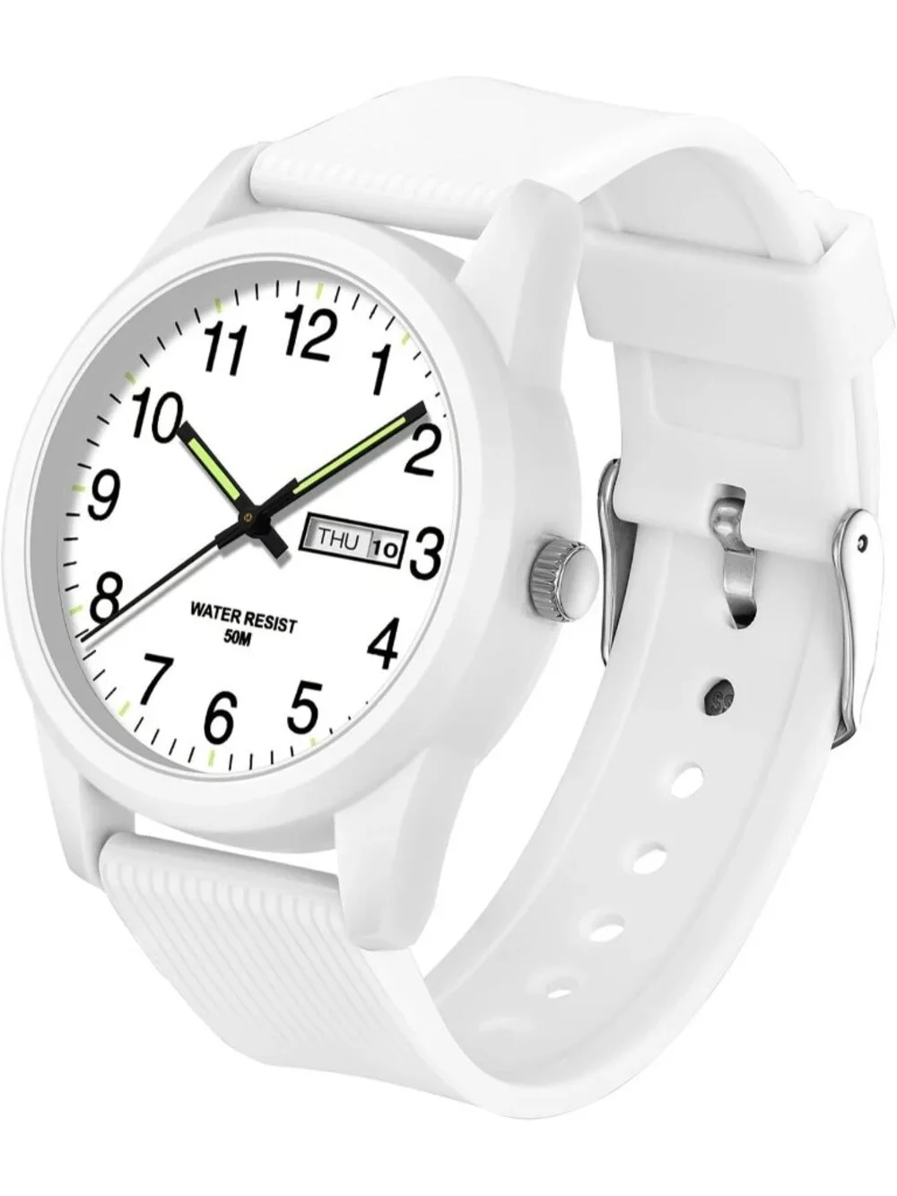 Men's White Simple Minimalist Sport Waterproof Casual Analog Quartz Wrist Watch